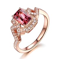 Amazing Natural Tourmaline Gemstone 14K Rose Gold Diamond Wedding Engagement Promise Party Ring Set