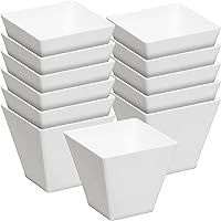 MiniWare White Plastic Square Bowl (Pack Of 12) - 2 Oz. - Chic Design, Perfect for Parties, Events, Entertaining, Catering, Appetizers, Dips, Desserts & More