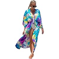 RanRui Womenloose Kimono Duster Beach Blouse Long Beach Kimono Robe Cover ups Kimonos for Women