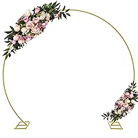 Wokceer 9.2 FT Large Circle Balloon Arch Stand Gold Metal Round Arch Backdrop Stand for Wedding Ceremony Birthday Party Bridal Shower Anniversary Background Decoration