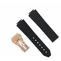 Ewatchparts 21MM RUBBER SILICONE BAND STRAP DEPLOYMENT CLASP COMPATIBLE WITH 38MM WATCH BLACK