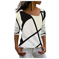 Women's Girls' Tops, Tees & Blouses Sloping Collar Hoodie Irregular Striped Long Sleeve Shirt Top Blouses, S-3XL