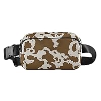 ALAZA Brown and Beige Cow Spot Belt Bag Waist Pack Pouch Crossbody Bag with Adjustable Strap for Men Women College Hiking Running Workout Travel