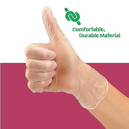 Care Plus Medium Size Disposable Vinyl Gloves Heavy Duty Non Sterile Powder Free Latex Free Rubber 100 Count Box food Safe