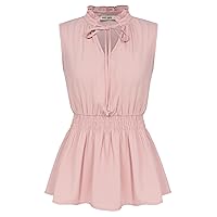 GRACE KARIN Women's Sleeveless Tops Summer Dressy Casual Tank Tops V Neck Fashion Ruffled Collar Blouse Work Shirts