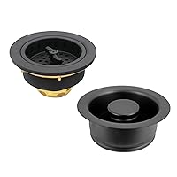 Westbrass D2155-62 Wing Nut Style Large Kitchen Basket Strainer with Waste Disposal Flange and Stopper, Matte Black