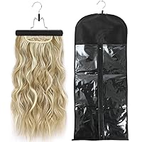 Hair Extension Holder, Extra Long Wig Storage Bag with Hanger, Wig Storage for Multiple Wigs Hairpieces, Portable Wig Bags Storage Style Hair Travel Hair Extensions Bag (31.5 Inch, 1Pcs Black)