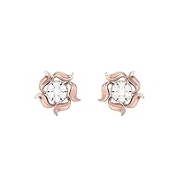 Jewels Rose Gold 0.34 Carat (I-J Color, SI2-I1 Clarity) Natural Diamond Graceful Floral Stud Earrings