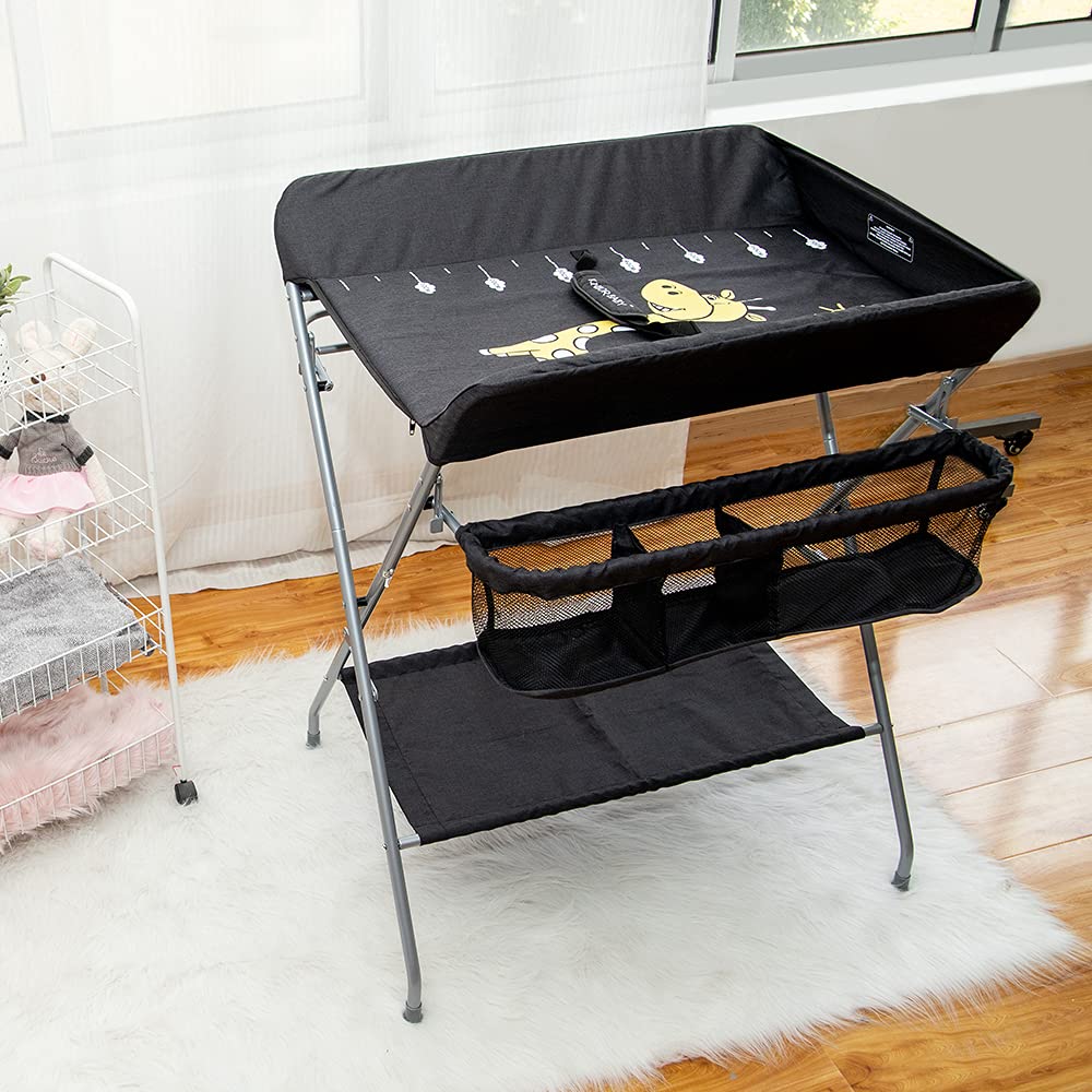 FIZZEEY Changing Table - Portable Changing Table, Folding Changing Table, Baby Changing Table, Diaper Changing Table for Baby and Mom, Black