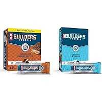 CLIF Builders Chocolate Peanut Butter & Cookies 'n Cream Protein Bars Bundle - Gluten-Free Non-GMO 20g Protein 2.4 oz. (12 Count) Bars