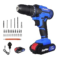 Cordless Drill Driver, Cordless Hammer Drill with 2 Batteries 1.5Ah, 21V Lithium-Ion Combi Drill, Electric Screwdriver Accessory Kit, 25+1 Torque Power Drill, LED Work Light, for Wood, Plastic, Metal