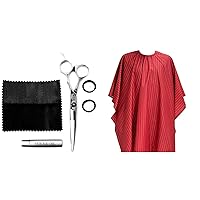 Barber Strong The Barber Shears, Japanese-Forged Stainless Steel Scissors, Barber Strong Cape Haircut Cover Red White Stripe Oversized,Japanese-Forged Stainless Steel Scissors, Hair Repelling Cape