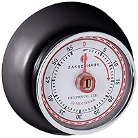 Zassenhaus Magnetic Retro Kitchen Timer, Classic Mechanical Cooking Timer (Black)