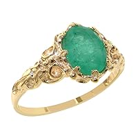 10k Yellow Gold Real Genuine Emerald Womens Band Ring