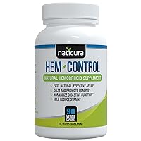 Naticura Hem-Control - Fast Effective Hemorrhoid Treatment Supplement - Powerful Formula to Promote Symptom Relief, Shrinking of Hemorrhoids, Ease Discomfort - 90 Vegan Capsules - Made in USA