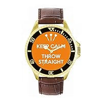 Orange Keep Calm Throw Straight Mens Wrist Watch 42mm Case Custom Design