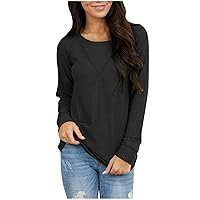Women's Waffle Knit Sweater 2024 Casual Fall Tops Off Shoulder Crewneck Long Sleeve Pullover Jumper Tunic Work Shirts