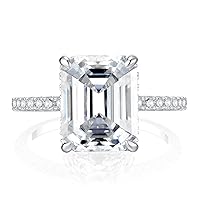 18K Gold Plated 925 Sterling Silver Emerald Cut 1 CT Real Moissanite Diamonds Ring for Women Wedding Engagement Jewelry