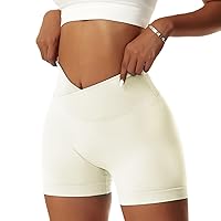 Vertvie Women's Workout Gym Shorts Booty V Cross Spandex Yoga Biker Shorts Scrunch Butt High Waisted Athletic Leggings