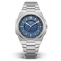 ZINVO Rival Marine Quartz Steel Blue Date Silver Silicone Sapphire Men's Watch, Bracelet