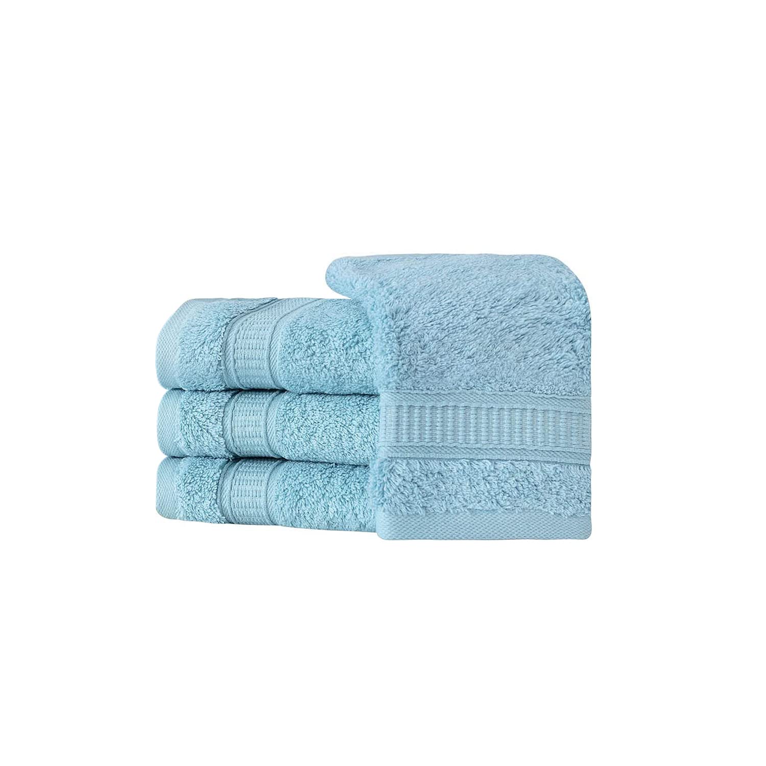 4 Piece 13” × 13” Soft Turkish Cotton Washcloths for Bathroom, Kitchen, Hotel, Spa, Gym & College Dorm | Absorbent and Super Soft Washcloth Set for Body & Face, Baby and Adults - Aqua
