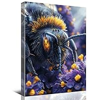 QULEPU Bee In Dark Flower,Botanical Printable,Flower Dark Academia,Vintage Poster,canvas art wall decor for bedroom,12