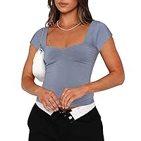 Women Sexy Long Sleeve Shirt Casual Solid Slim Fitted Crop Top Blouse Y2K Pullovers Tee Tops