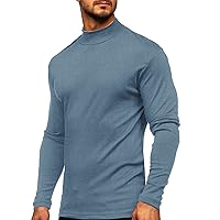 Male Autumn and Winter Solid Color T Shirt Top Turtleneck Long Sleeve Top Blouse Gifts for Men