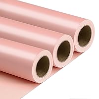 NESCCI Pink Matte Wrapping Paper,Solid Color Pearly-Lustre Paper-3 Roll,17 Inches X 32.8 Feet Per roll.Gift Wrapping Paper,Perfect for Wedding,Valentine's Day,Birthday, Christmas,Baby Shower.