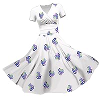 Mardi Gras Dress for Women,2024 Spring Summer Trendy Carnival Themed Print Parade Party Dress V Neck Short Sleeve Maxi Dress