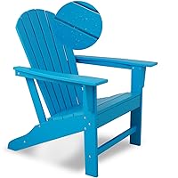 2.0 Modern Adirondack Chair Wood Texture, Weather Resistant Durable HDPE Poly Composite Adirondack Chairs with Wide Armrest for Patio Porch Backyard, Pacific Blue Imitation Wood Grain