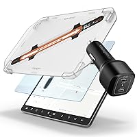 Spigen Tempered Glass Screen Protector [Glas.tR EZ FIT] designed for Tesla Model 3 / Y Dashboard Touchscreen with ArcStation 65W Dual Port USB C Fast Car Charge (PD 3.0 45W + 20W) Type C Car Adapter