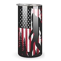 Bigfoot and American Flag Insulated Tumbler with Lid Stainless Steel Travel Mug Coffee Cups for Hot and Cold Drinks 10 Oz