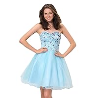 Women's Sweetheart Short Tulle Beaded Homecoming Party Dress
