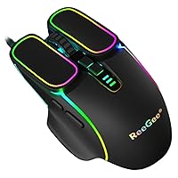M65 Gaming Mouse Wired RGB LED Breathing Lights,7200 DPI Adjustable High Precision,7 Programmable Buttons & Fire Button,Ergonomic Design for Windows PC Gamers, Laptop Gaming and Work
