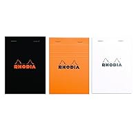 Rhodia Classic Staple Bound Graph Paper Pad - Orange, Black and White Pack of 3 (N° 16)