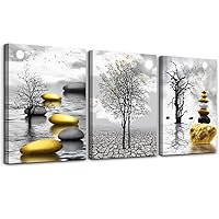 TTHYUEWS Canvas Wall Art For Living Room Modern Inspiration Wall Decor For Bedroom Office Wall Decoration Black And White Painting Yellow Landscape Wall Pictures Prints Artwork Home Decor 3 Piece