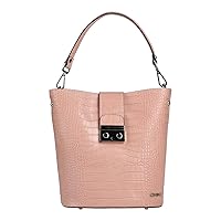 Italian Made Crocodile Embossed Dusty Pink Leather Handbag