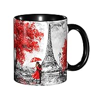 Paris Eiffel Tower Coffee Mug Novelty Ceramic Tea Cup 11 OZ Gifts for Men Women for Office Work Home Dishwasher Microwave Safe
