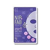 Nip+Fab Retinol Fix Sheet Mask for Face with Coconut Water, Edelweiss Flower Extract, Hydrating Gel Facial Mask for Refining Minimizing Pores, 0.8 Fl Oz,Multi,SKRETSMSK