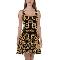 Skater Dress for Women Flared Skirt Cocktail Casual Arched Gold Black Dresses