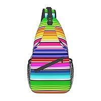 Cross Chest Bag Colorful Mexican Stripes Printed Crossbody Sling Backpack Casual Travel Bag For Unisex