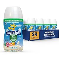 PediaSure Grow & Gain with Fiber, 3g Fiber to Support a Healthy Digestive System, Nutrients for Immune Support, Kids Nutritional Shake, DHA Omega-3, Non-GMO, Vanilla, 7.4 fl oz (Pack of 24)