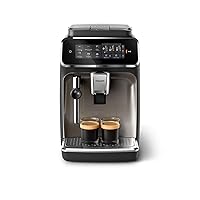 PHILIPS 3300 Series Fully Automatic Espresso Machine - 5 Beverages, Intuitive Touch Display, Classic Milk Frother, SilentBrew, 100% Ceramic Grinder, AquaClean Filter. Black Chrome (EP3326/90)