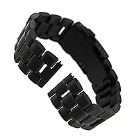 24mm Milano PVD Black Stainless Solid Link Double Lock Fold Over Clasp WatchBand