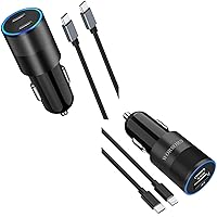 20W Fast Dual USB C Car Charger+35W Charging Power Adapter PD 3.0 with 3.3Ft USB C to Type C Cable+6.6 FT USB C to Lightning Cord Compatible for 15 Pro Max 15+ 14 13 12 11