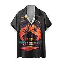 Hawaiian Shirt for Men Big and Tall Funny Summer Tshirt Relaxed-Fit Loose Button Up Y2K Western Ocean Sweatshirts