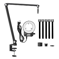 TOMLOV AM04 Microscope Flexible Boom Arm with LED Ring Light，Digital Microscope Suspension Stand with 3/8