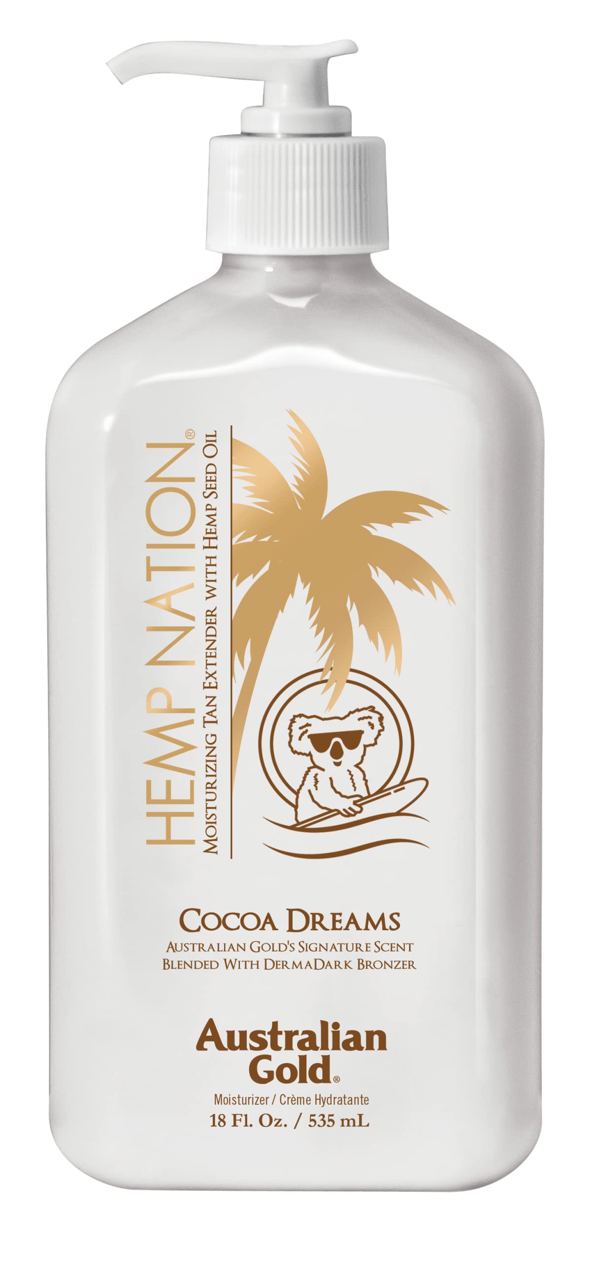 Hemp Nation Cocoa Dreams Tan Extender w/Derma Dark Bronzer 18oz