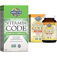 Garden of Life Vitamin B Complex - Vitamin Code Raw B Complex - 120 Vegan Capsules & D3 - Vitamin Code Whole Food Raw D3 Vitamin Supplement